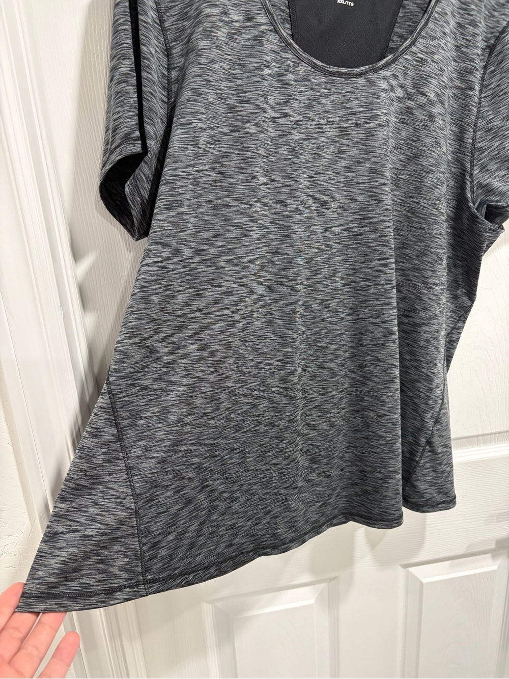 2/$25 Ricki’s Activewear Gray Short Sleeve Tee Breathable Mesh Back Panel - Picture 3 of 7